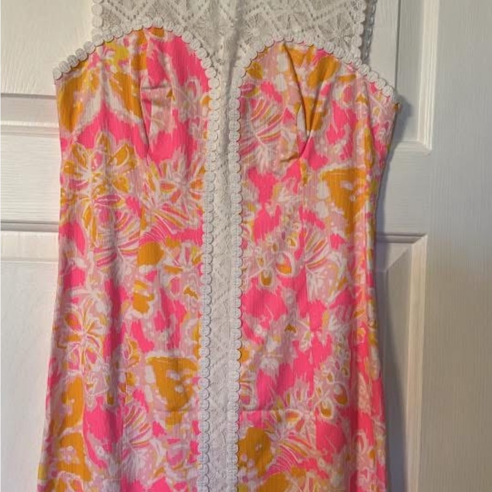 Lilly Pulitzer Strapless Pink and Yellow Dress